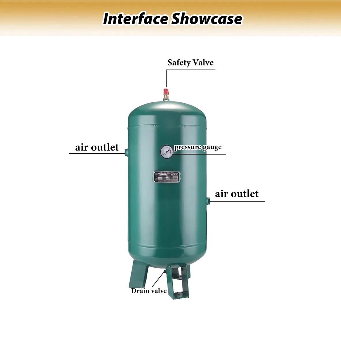 Serbatoio Aria Compressa Serbatoio di Aria Compressa Ricaricabile con Raccordi, Serbatoi di Accumulo d'Aria Verticali per Autocarri/Pneumatici, Bombole di Gas per Compressori Ad(10 L/2.6 Gal)