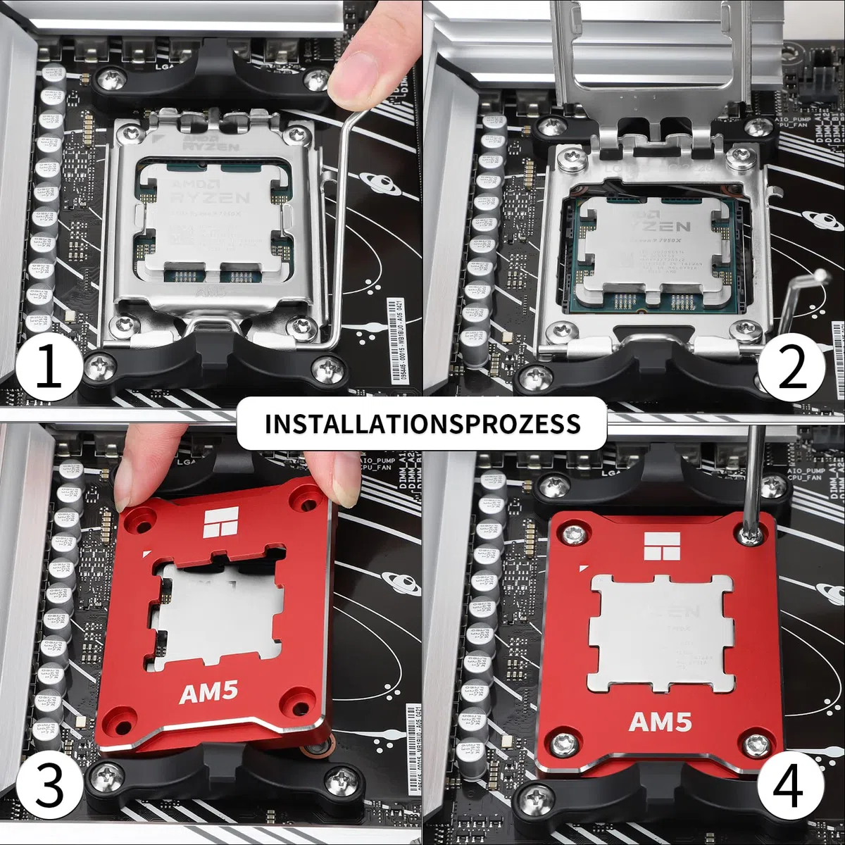 Thermalright AM5 Secere Frame Red - Supporto per CPU, telaio di fissaggio antiflessione, full fit fisso, telaio di contatto, dispositivo di raffreddamento CPU standard