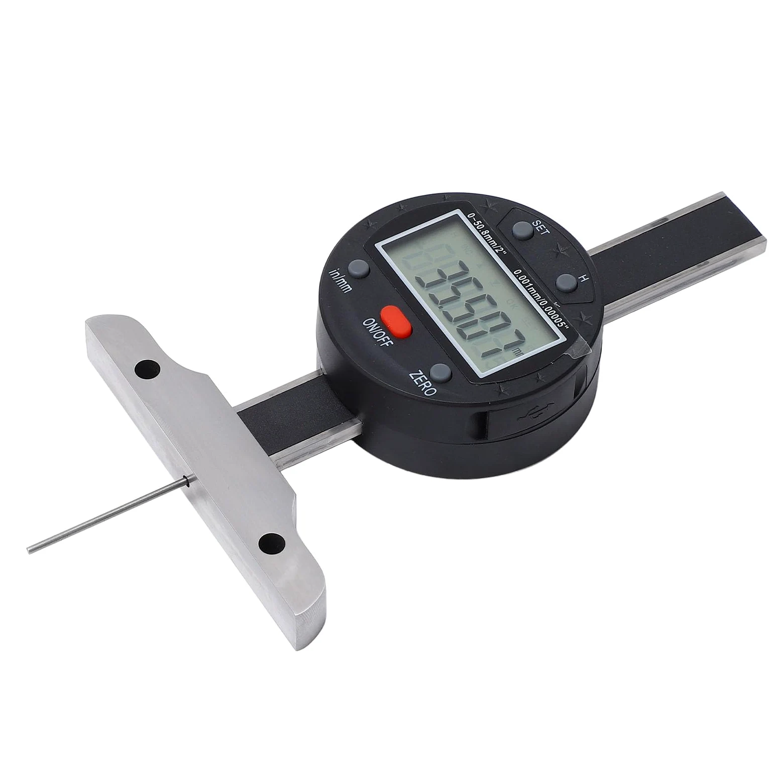 Profondità elettronica, misuratore di profondità digitale con display LCD, precisione 0001mm. Profondità in acciaio inossidabile, 0 508mm. Gamma di trasferimento di dati USB per