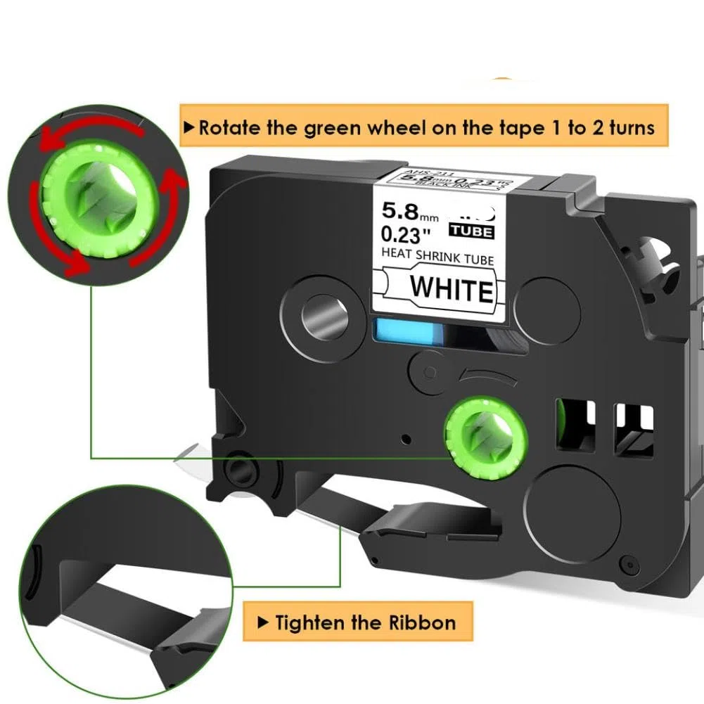 Tubi termorestringenti da 5,8 mm, 5 pezzi, nero su bianco, compatibili con cartucce Hse-211