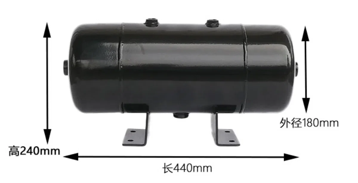 Serbatoio di stoccaggio del gas compressore d'aria da 10L 30L, piccolo serbatoio pressione buffer vuoto orizzontale con supporto for clacson ad aria compressa Alta efficienza(10L-H)
