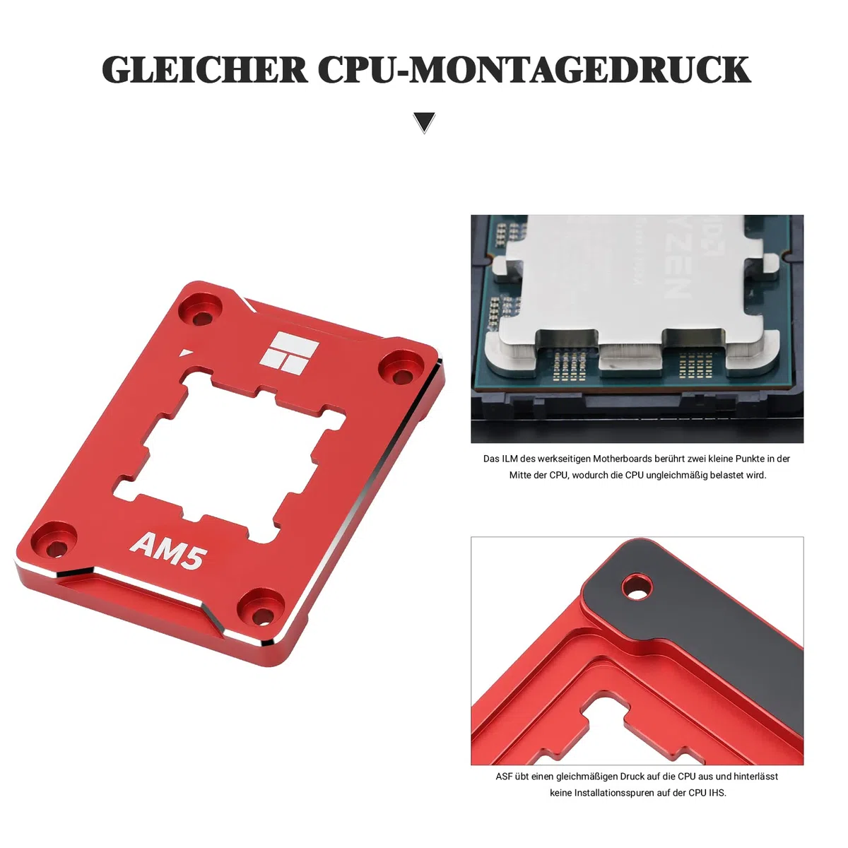 Thermalright AM5 Secere Frame Red - Supporto per CPU, telaio di fissaggio antiflessione, full fit fisso, telaio di contatto, dispositivo di raffreddamento CPU standard