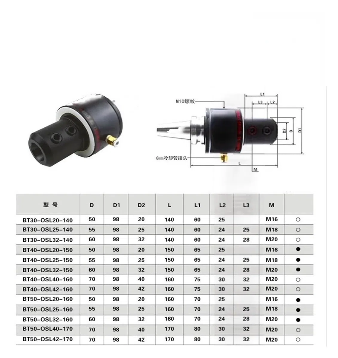 Maniglia portautensili for albero CNC ad alta velocità BT30-OSL20-140