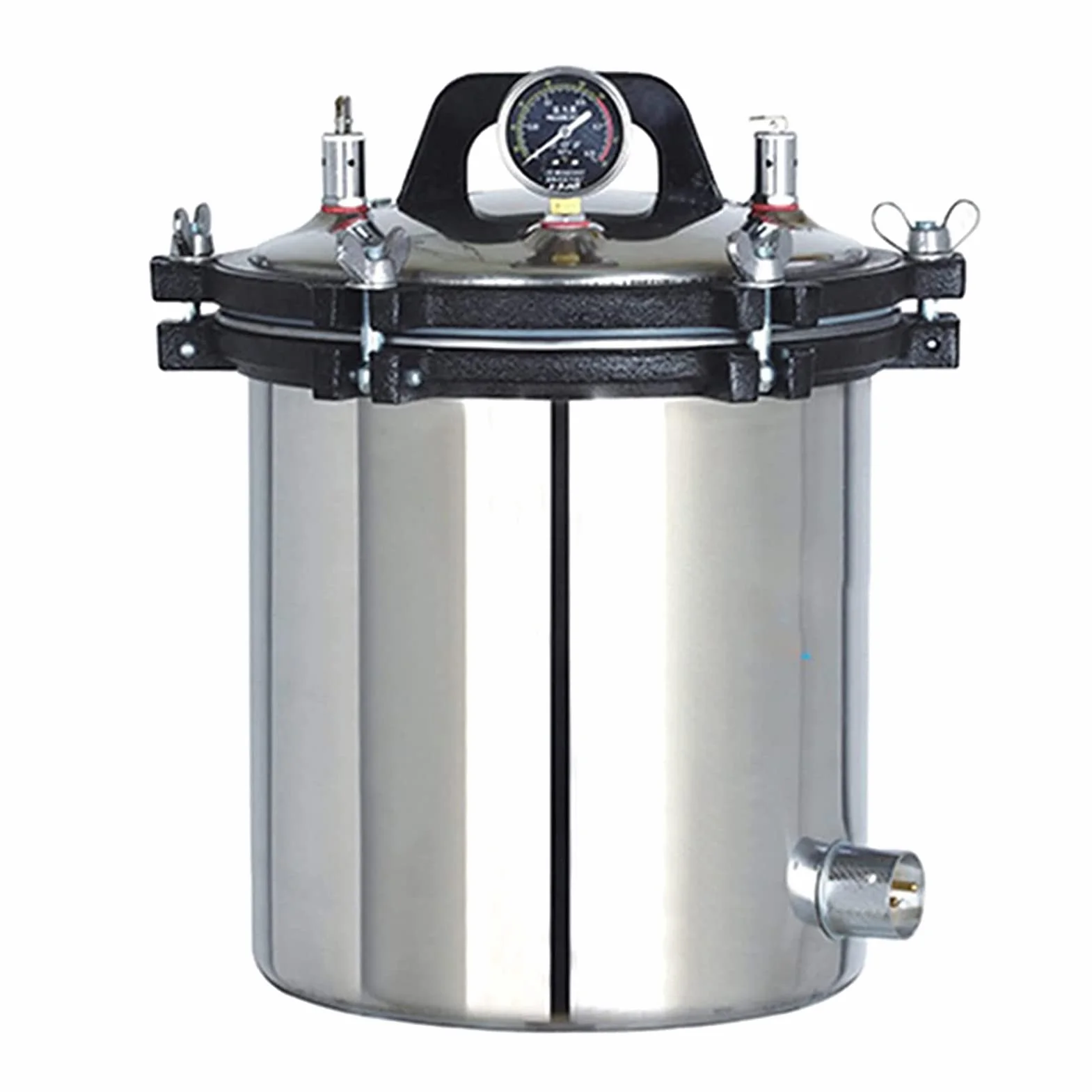 Sterilizzatore per autoclave - Apparecchiatura da laboratorio portatile in acciaio inossidabile a vapore a pressione con prevenzione delle ustioni a secco verticali e sistema a tre valvole