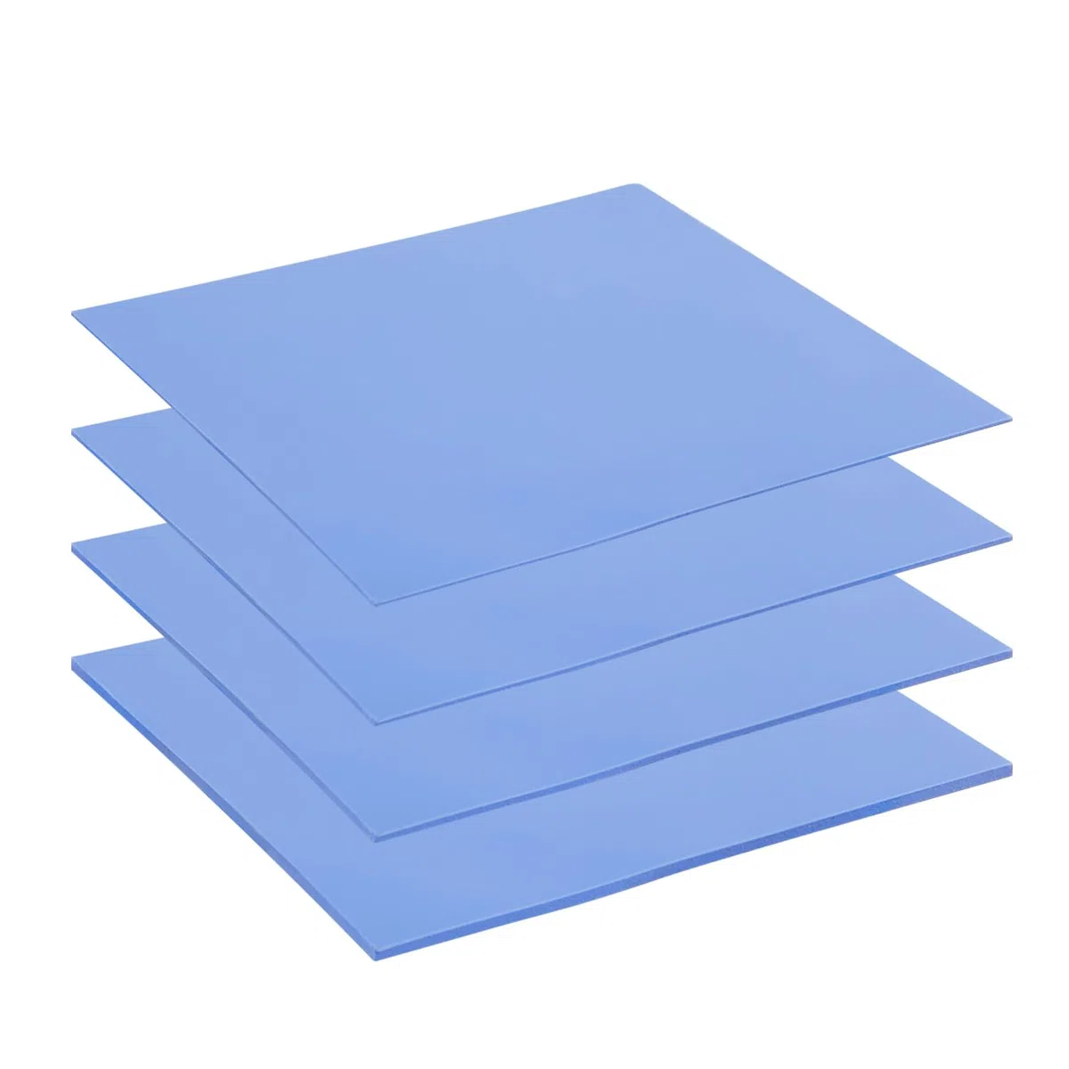 Confezione da 4 cuscinetti termici: 100 x 100 x 0,5 mm, 1 mm, 1,5 mm, 2 mm, resistenti alle alte temperature 6,0 W/mK, cuscinetti termici in silicone per PC, laptop, dissipatore di calore, CPU,